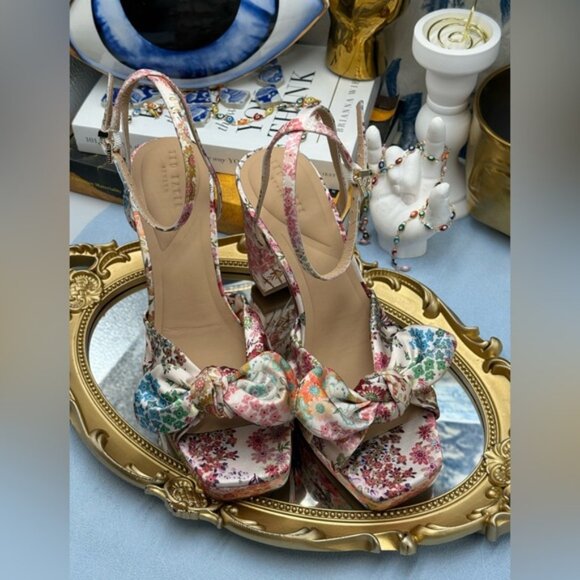 🆕 TED BAKER 🧿 NWOT MADDY Satin Floral Printed Platform Bow Sandals, Sz 6 - Picture 11 of 12